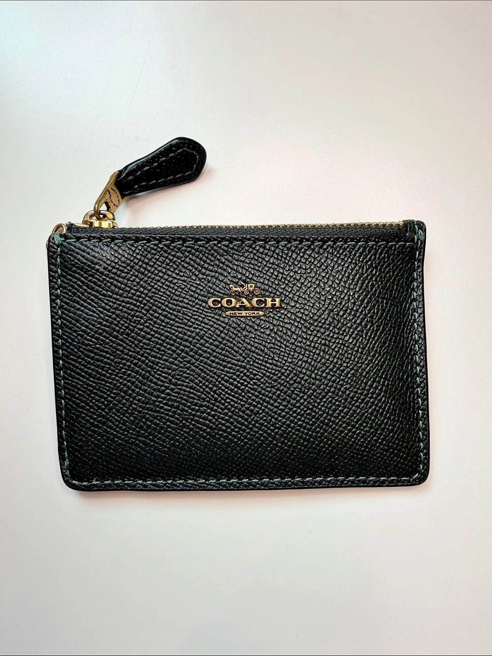 Coach Mini Skinny ID case/cardholder/wallet (green & gold)